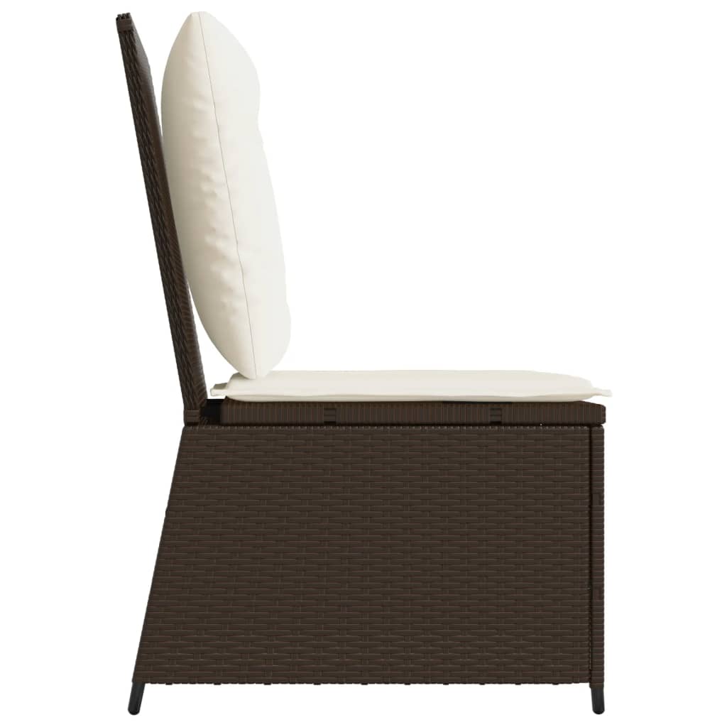 Divano Reclinabile da Giardino con Cuscini Marrone Polyrattan | homemem39