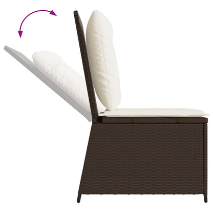 Divano Reclinabile da Giardino con Cuscini Marrone Polyrattan | homemem39