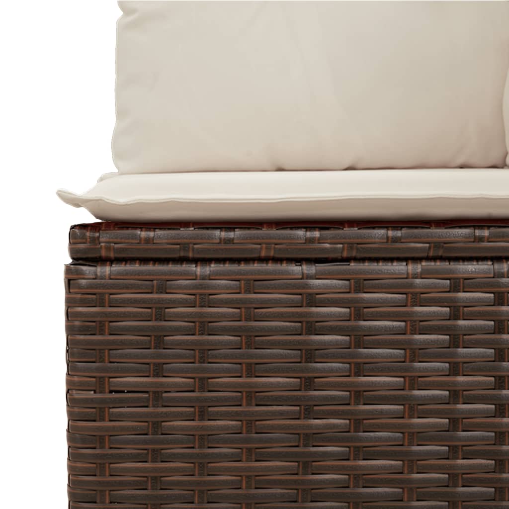 Divano Reclinabile da Giardino con Cuscini Marrone Polyrattan | homemem39