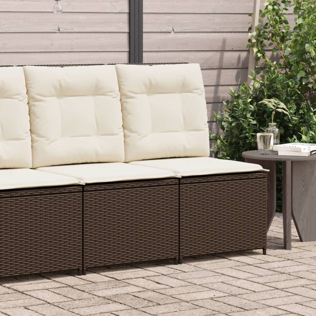 Divano Reclinabile da Giardino con Cuscini Marrone Polyrattan | homemem39