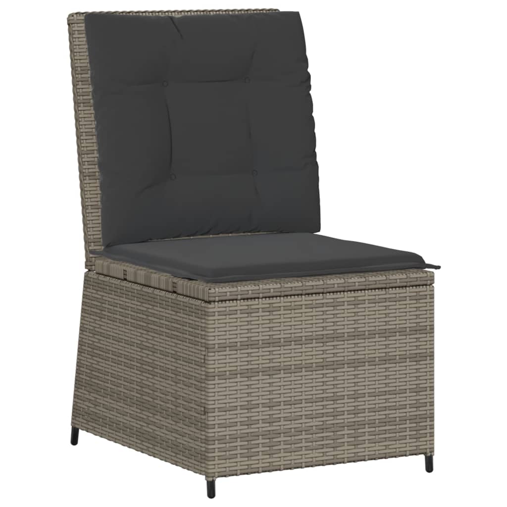 Divano Reclinabile da Giardino con Cuscini Grigio in Polyrattan | homemem39