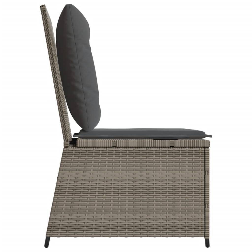 Divano Reclinabile da Giardino con Cuscini Grigio in Polyrattan | homemem39