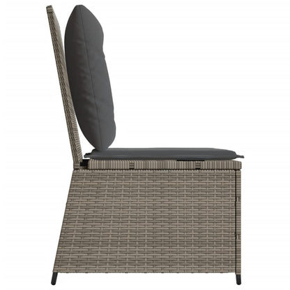 Divano Reclinabile da Giardino con Cuscini Grigio in Polyrattan | homemem39