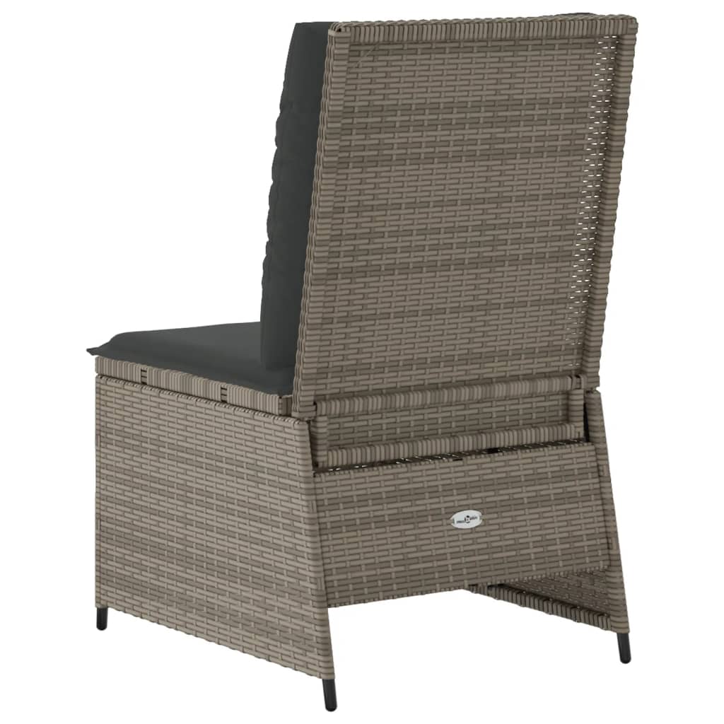 Divano Reclinabile da Giardino con Cuscini Grigio in Polyrattan | homemem39