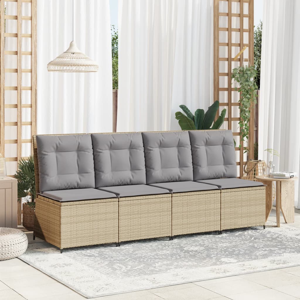 Divano Reclinabile da Giardino con Cuscini Beige in Polyrattan | homemem39