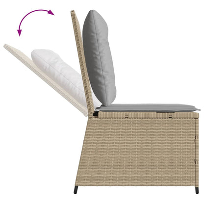 Divano Reclinabile da Giardino con Cuscini Beige in Polyrattan | homemem39