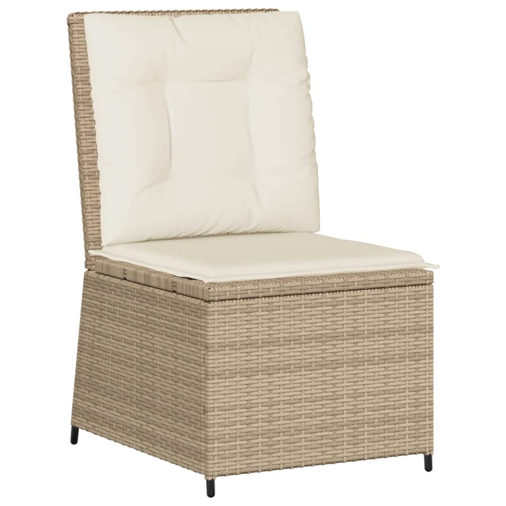 Divano Reclinabile da Giardino con Cuscini Beige in Polyrattan | homemem39