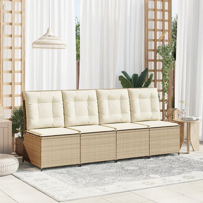Divano Reclinabile da Giardino con Cuscini Beige in Polyrattan | homemem39