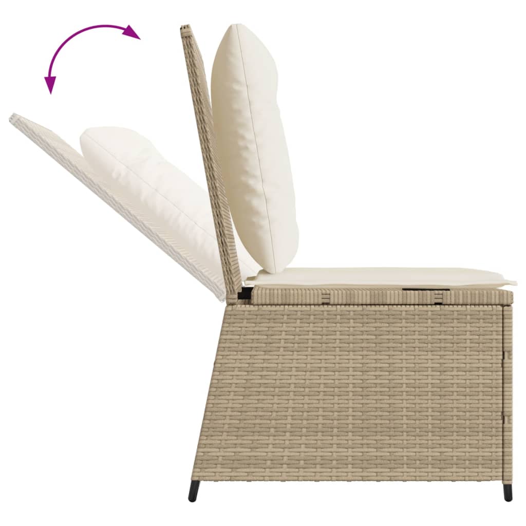 Divano Reclinabile da Giardino con Cuscini Beige in Polyrattan | homemem39