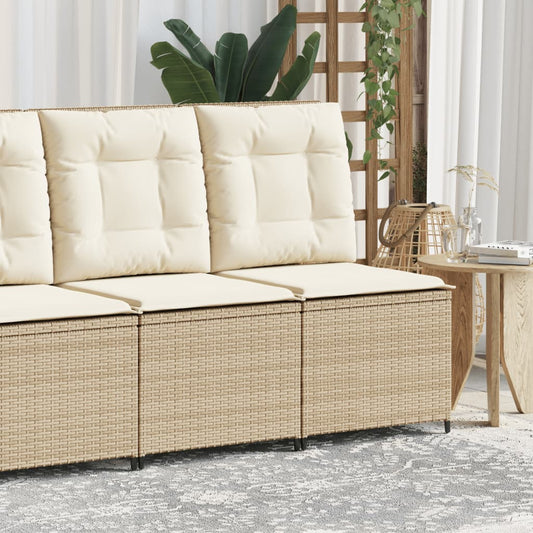 Divano Reclinabile da Giardino con Cuscini Beige in Polyrattan | homemem39