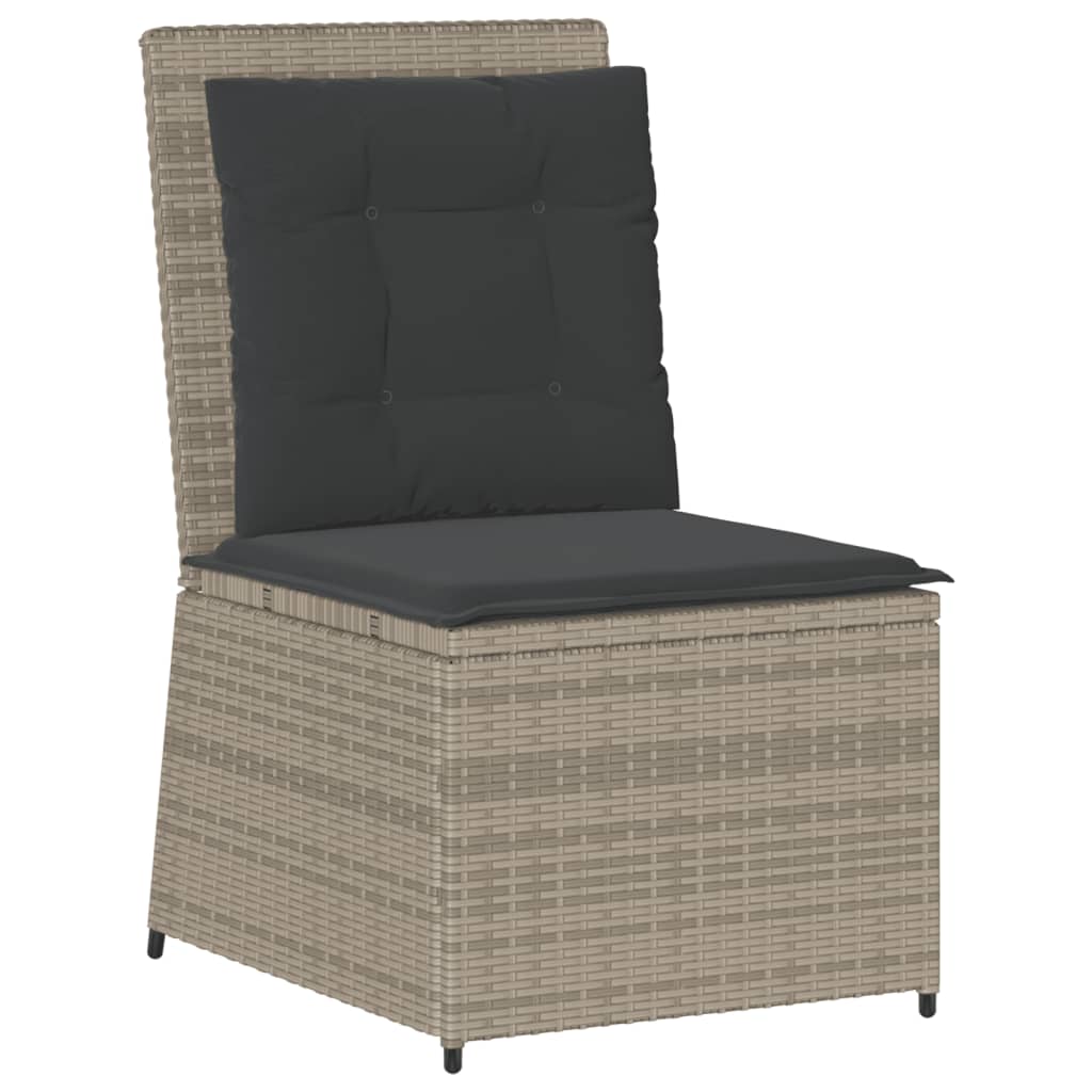 Divano Reclinabile Giardino Cuscini Grigio Chiaro in Polyrattan | homemem39