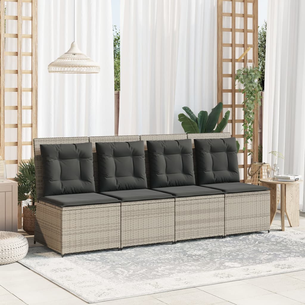 Divano Reclinabile Giardino Cuscini Grigio Chiaro in Polyrattan | homemem39