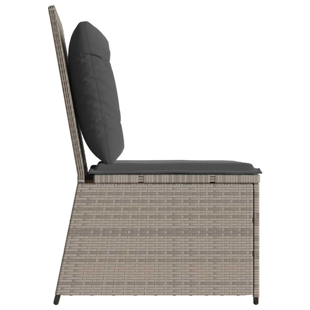Divano Reclinabile Giardino Cuscini Grigio Chiaro in Polyrattan | homemem39