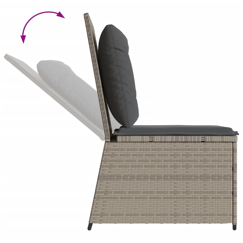 Divano Reclinabile Giardino Cuscini Grigio Chiaro in Polyrattan | homemem39