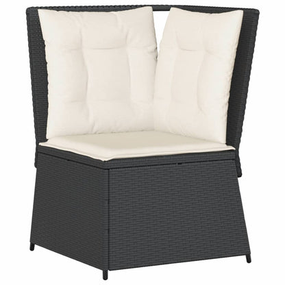 Divano Angolare da Giardino con Cuscini Nero in Polyrattan | homemem39