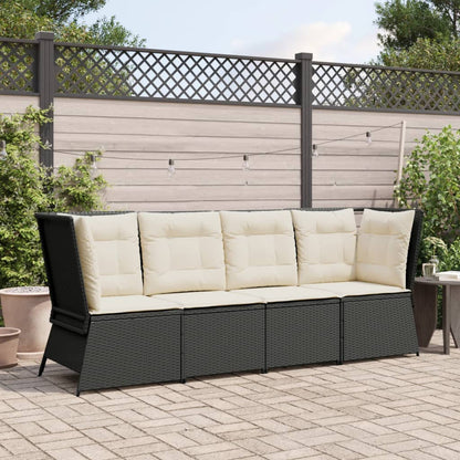 Divano Angolare da Giardino con Cuscini Nero in Polyrattan | homemem39