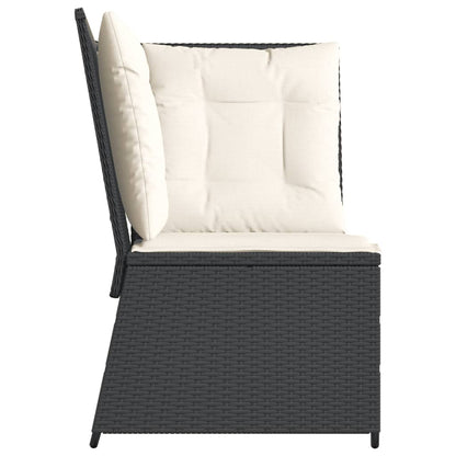 Divano Angolare da Giardino con Cuscini Nero in Polyrattan | homemem39