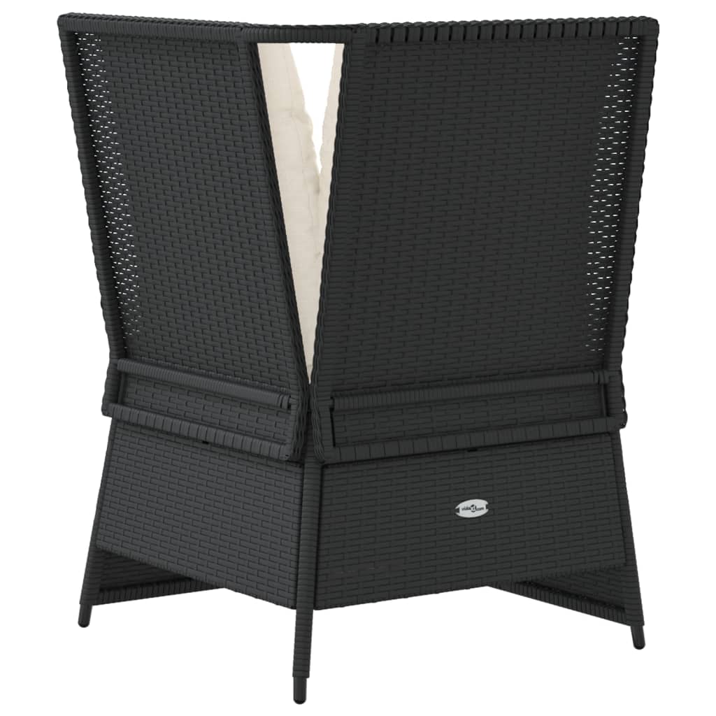 Divano Angolare da Giardino con Cuscini Nero in Polyrattan | homemem39