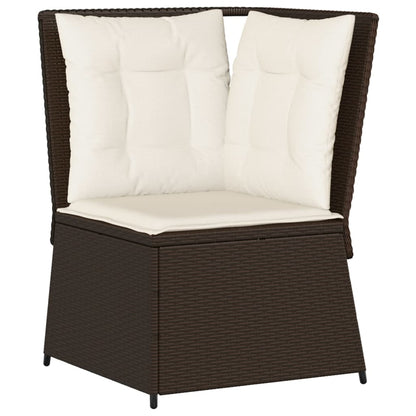 Divano Angolare da Giardino con Cuscini in Polyrattan Marrone | homemem39