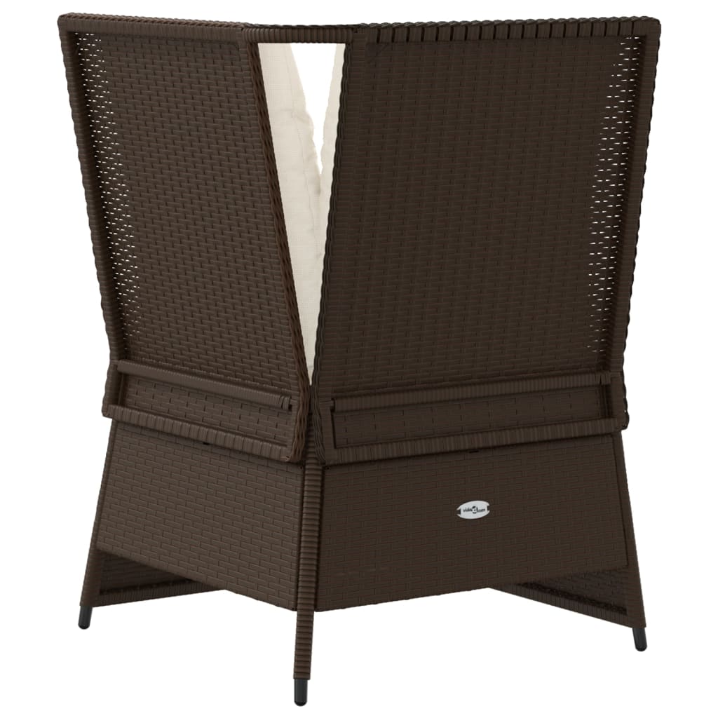 Divano Angolare da Giardino con Cuscini in Polyrattan Marrone | homemem39