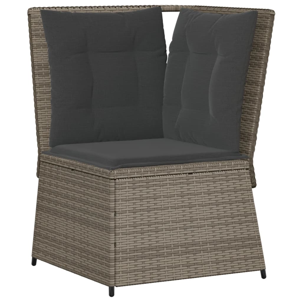 Divano Angolare da Giardino con Cuscini Grigio in Polyrattan | homemem39