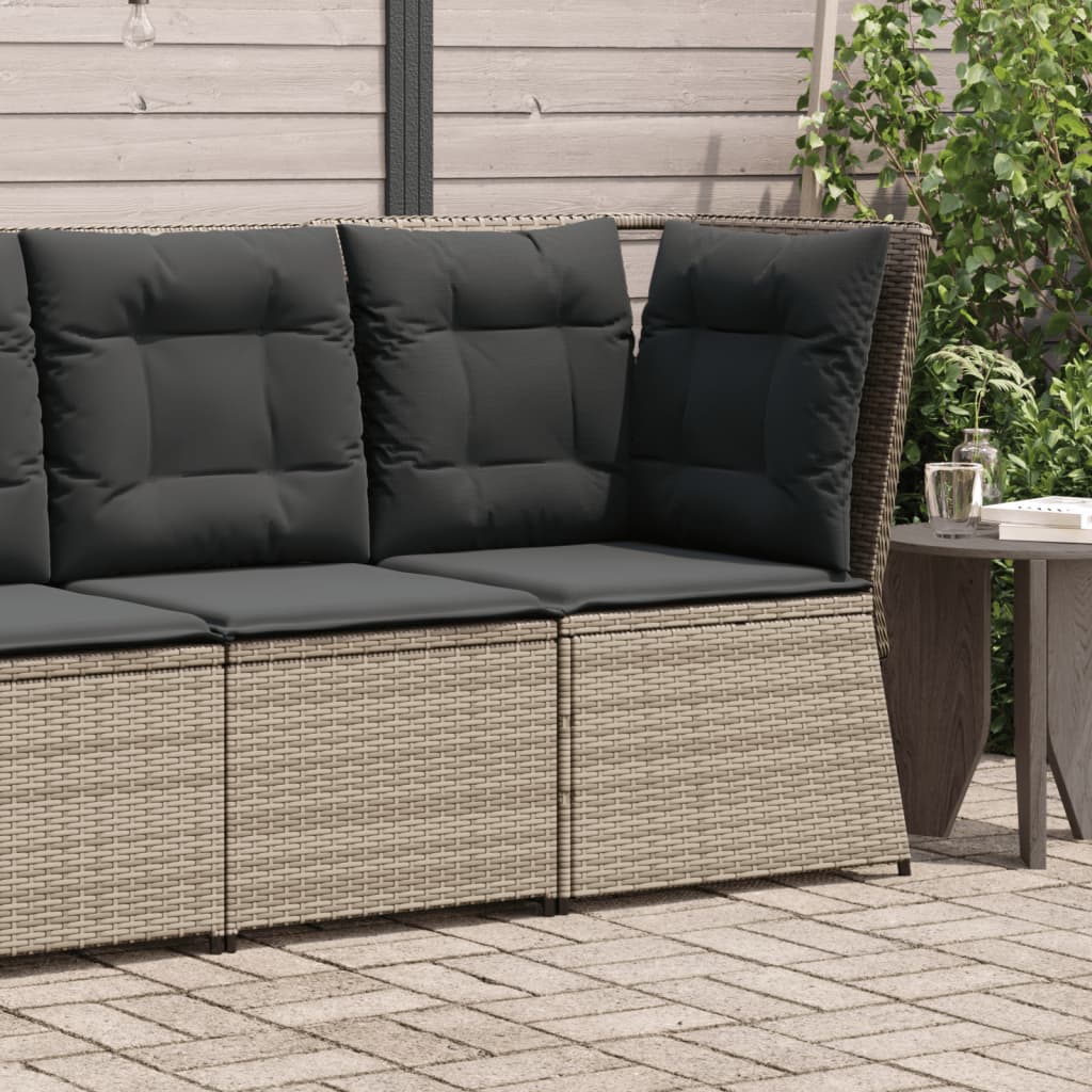 Divano Angolare da Giardino con Cuscini Grigio in Polyrattan | homemem39