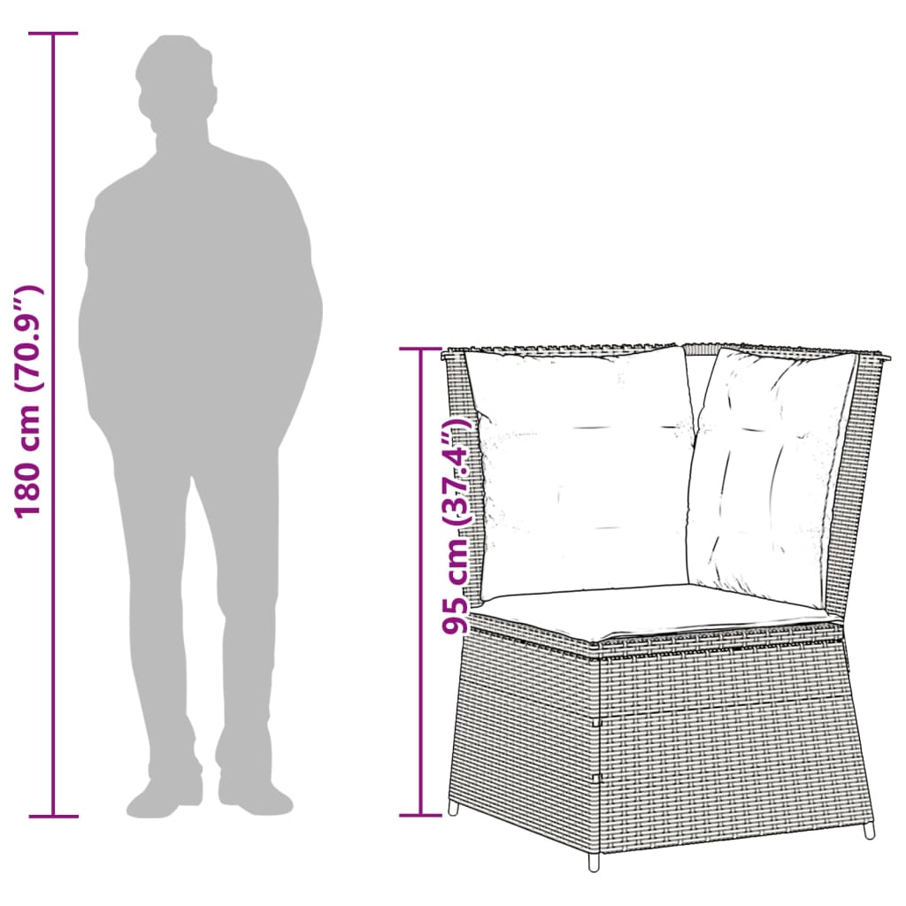 Divano Angolare da Giardino con Cuscini Beige in Polyrattan | homemem39