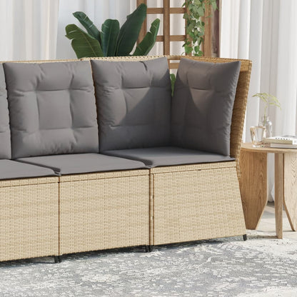 Divano Angolare da Giardino con Cuscini Beige in Polyrattan | homemem39