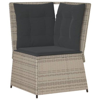 Divano Angolare Giardino con Cuscini Grigio Chiaro Polyrattan | homemem39