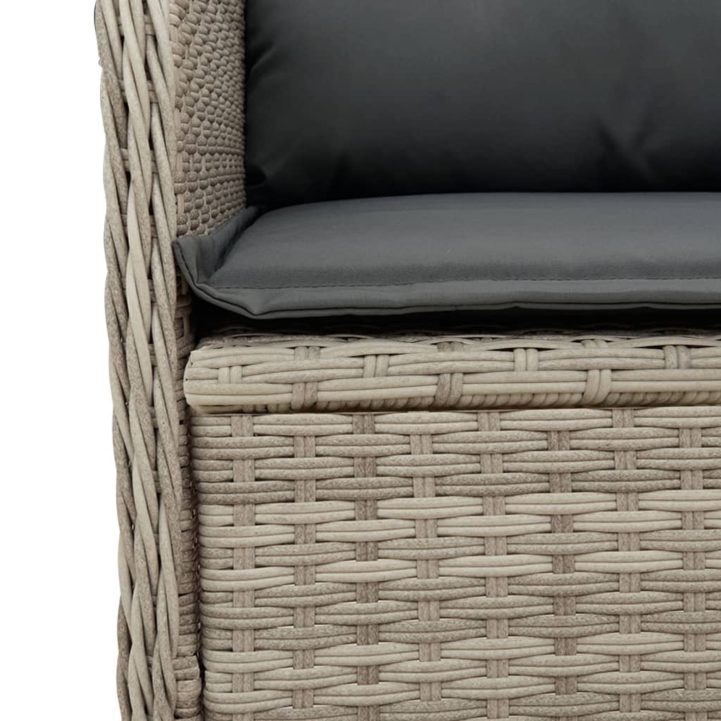 Divano Angolare Giardino con Cuscini Grigio Chiaro Polyrattan | homemem39