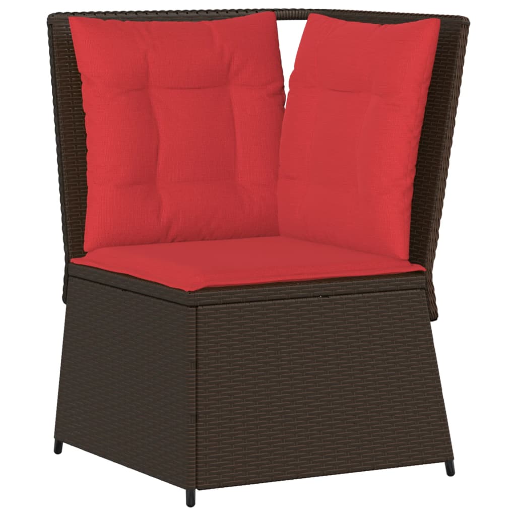 Divano angolare da giardino con Cuscini in Polyrattan Marrone | homemem39