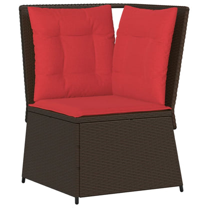 Divano angolare da giardino con Cuscini in Polyrattan Marrone | homemem39