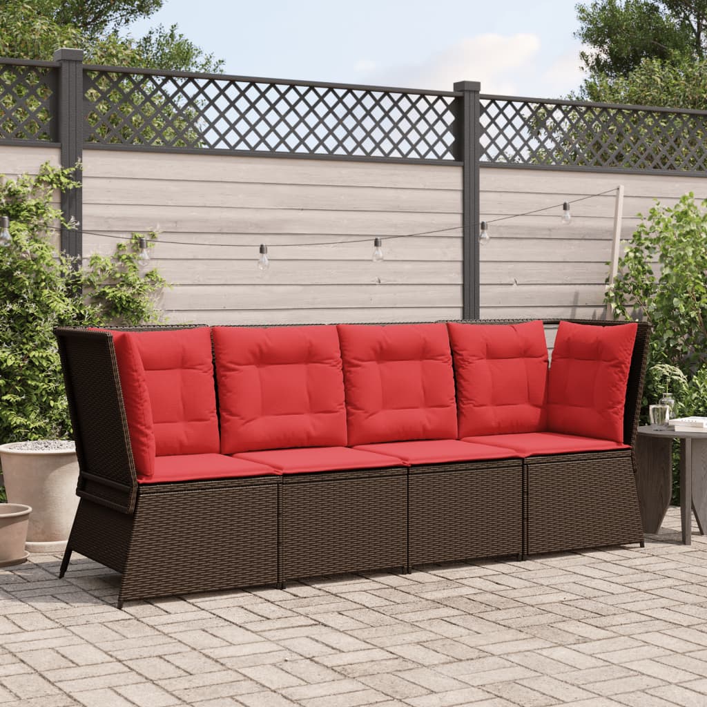 Divano angolare da giardino con Cuscini in Polyrattan Marrone | homemem39