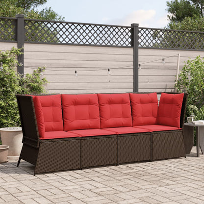 Divano angolare da giardino con Cuscini in Polyrattan Marrone | homemem39