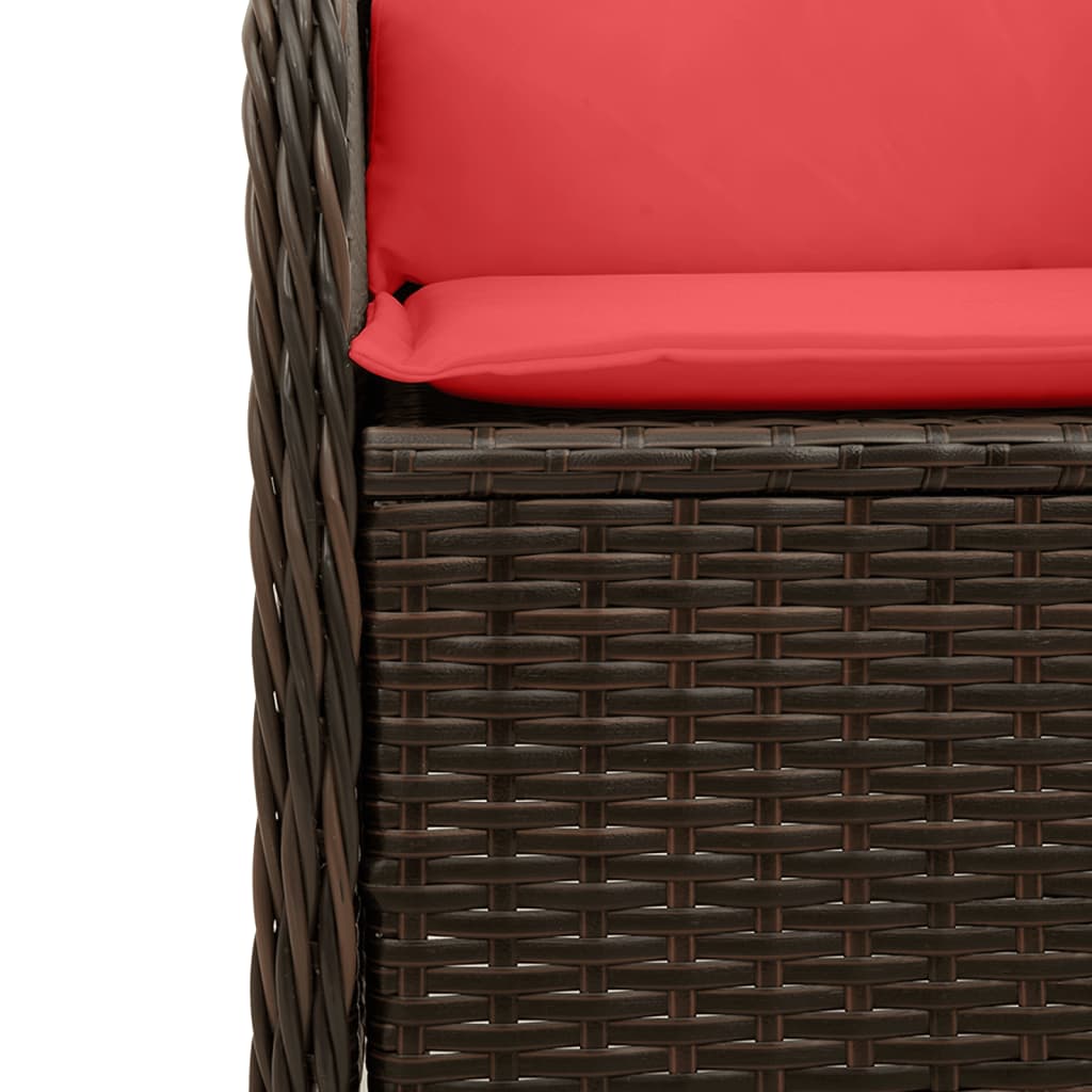 Divano angolare da giardino con Cuscini in Polyrattan Marrone | homemem39