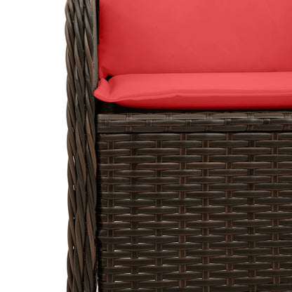 Divano angolare da giardino con Cuscini in Polyrattan Marrone | homemem39
