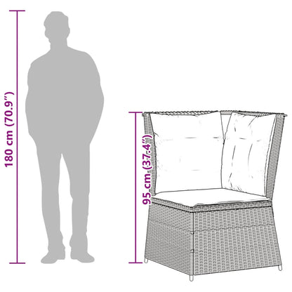 Divano angolare da giardino con Cuscini in Polyrattan Marrone | homemem39