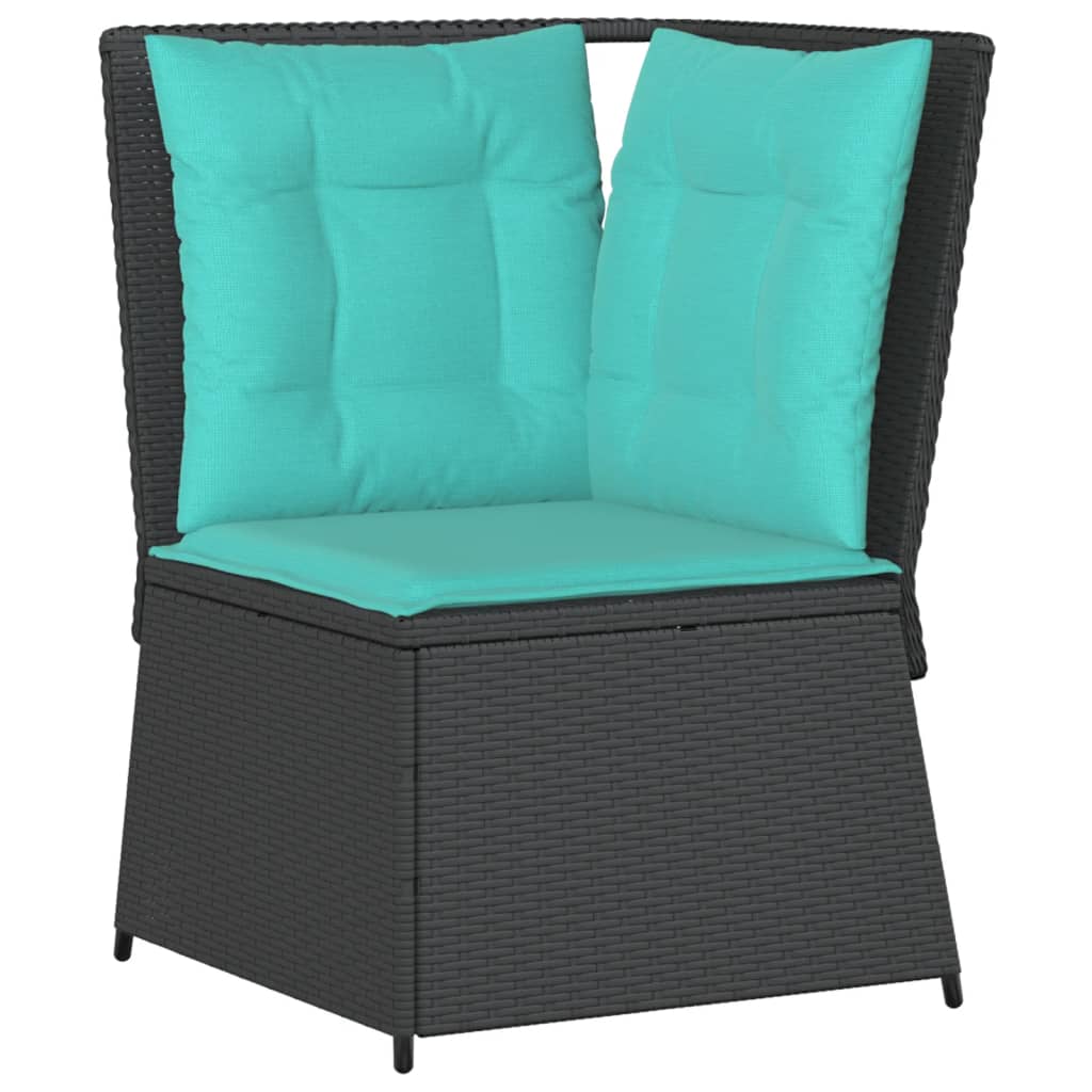 Divano angolare da giardino con Cuscini in Polyrattan Nero | homemem39