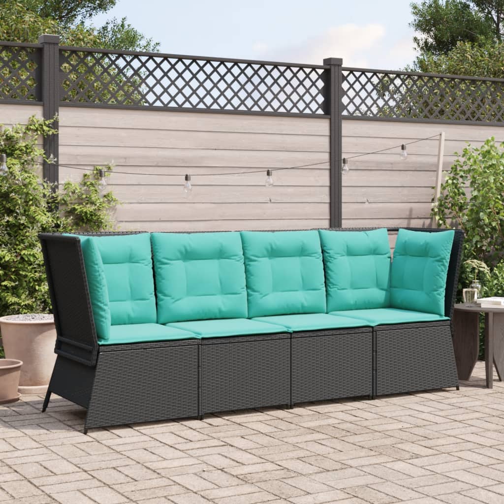 Divano angolare da giardino con Cuscini in Polyrattan Nero | homemem39