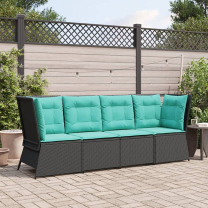 Divano angolare da giardino con Cuscini in Polyrattan Nero | homemem39