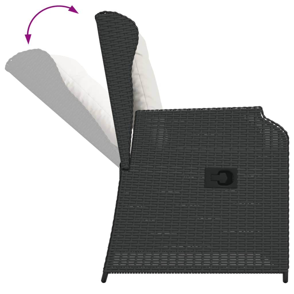 Sedie Reclinabili da Giardino 2 pz con Cuscini Nero Polyrattan | homemem39