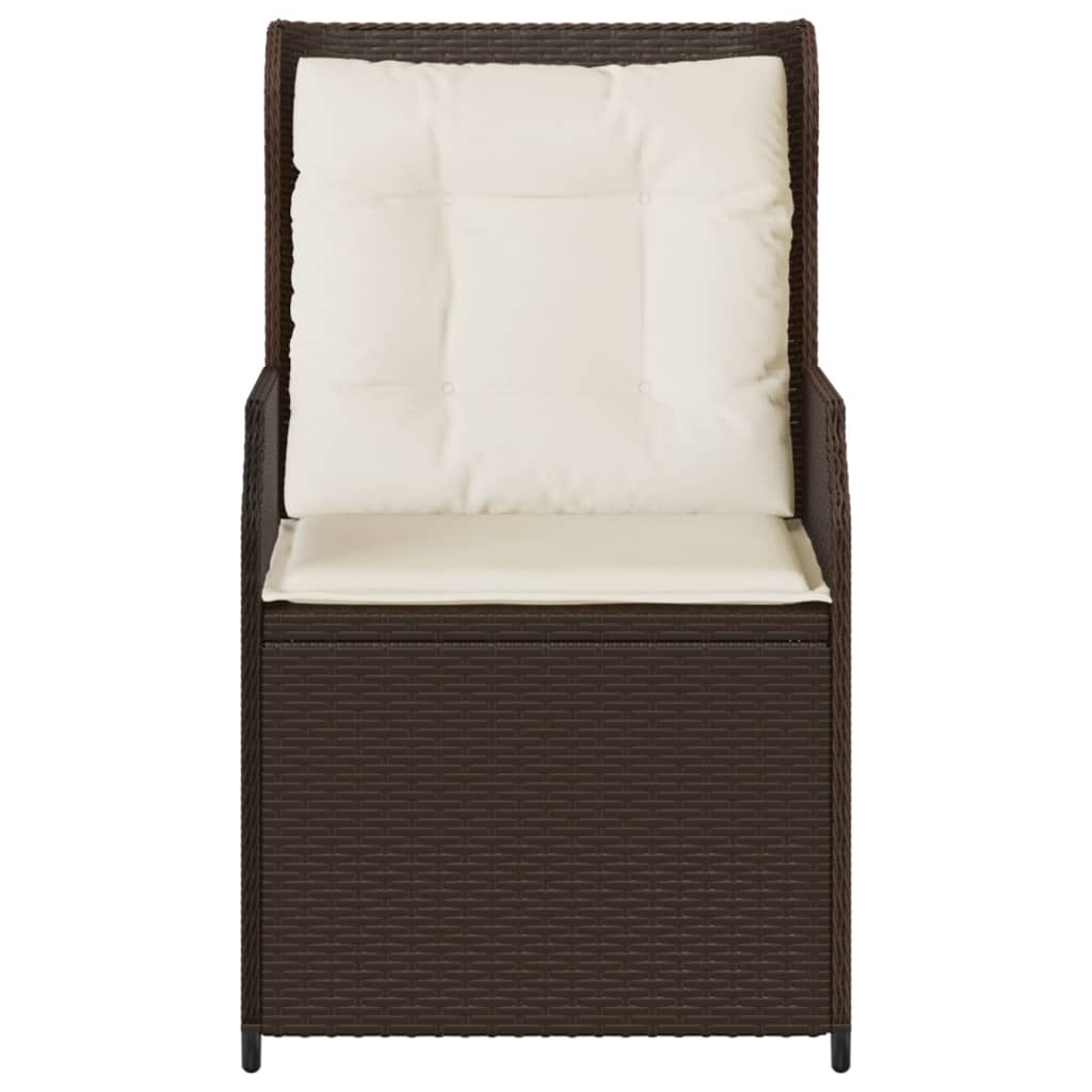 Sedie Reclinabili Giardino 2pz con Cuscini Marrone Polyrattan