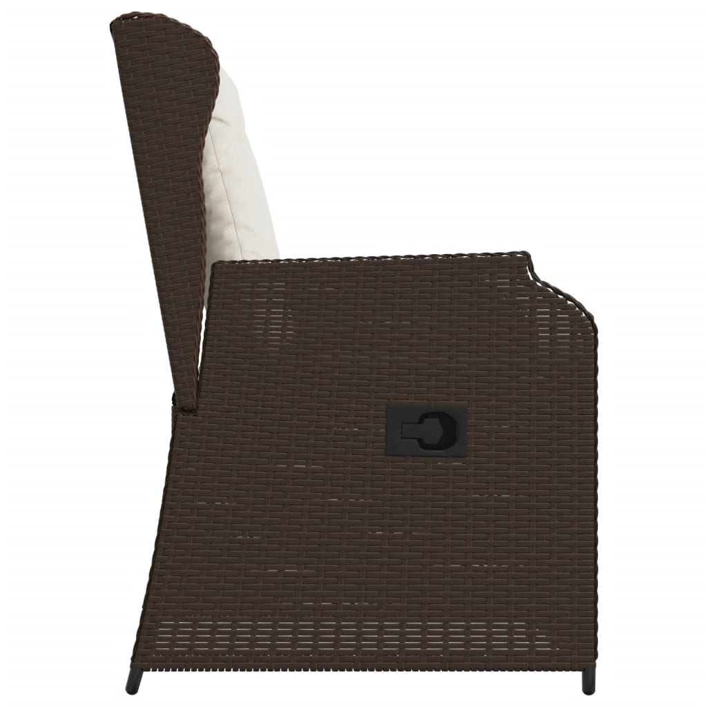 Sedie Reclinabili Giardino 2pz con Cuscini Marrone Polyrattan