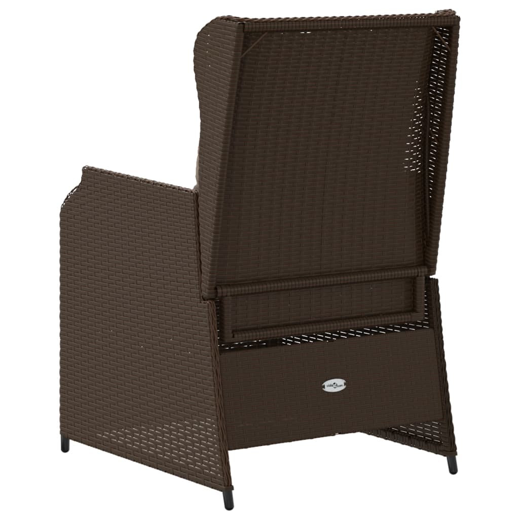 Sedie Reclinabili Giardino 2pz con Cuscini Marrone Polyrattan