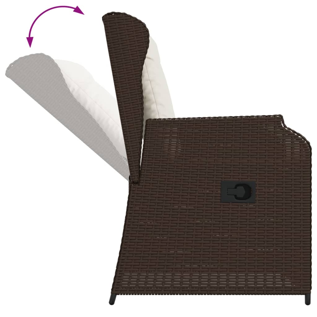 Sedie Reclinabili Giardino 2pz con Cuscini Marrone Polyrattan