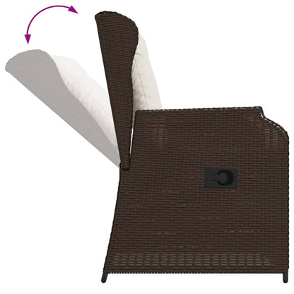 Sedie Reclinabili Giardino 2pz con Cuscini Marrone Polyrattan