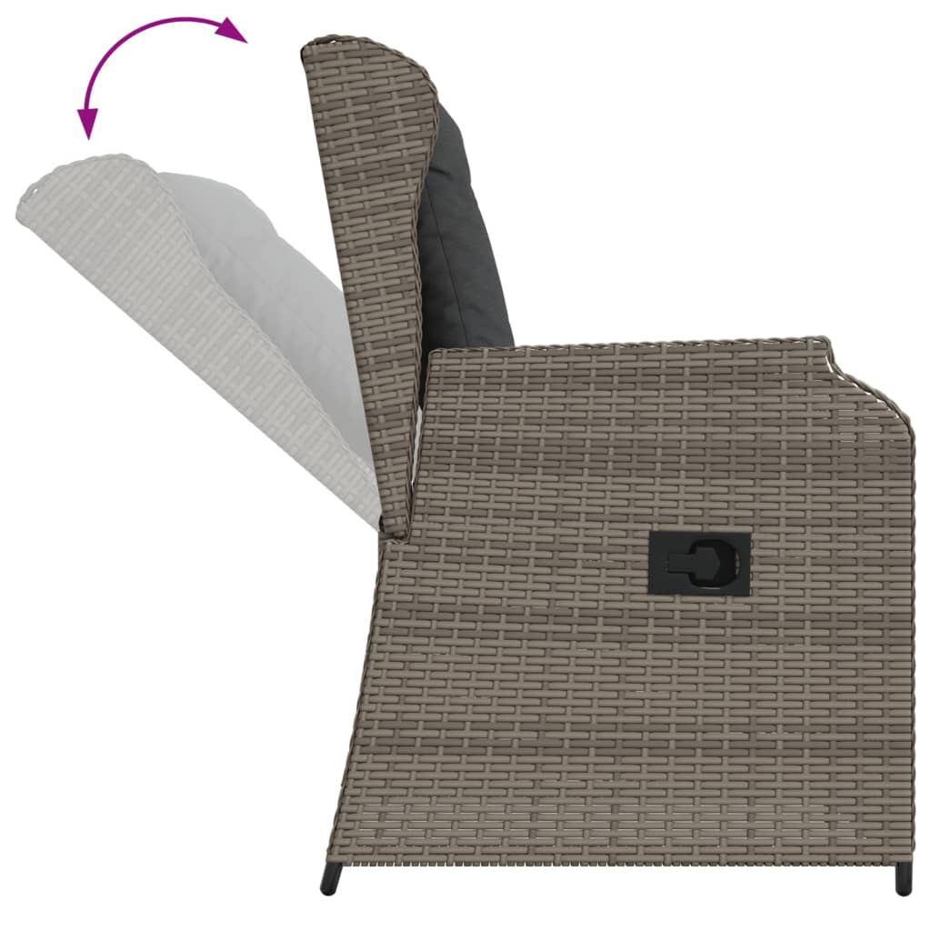 Sedie da Giardino Reclinabili 2 pz e Cuscini Grigio Polyrattan | homemem39