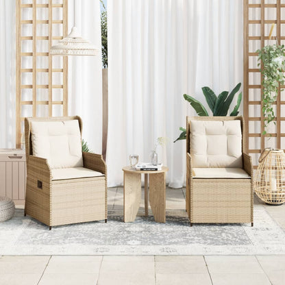 Sedie Reclinabili da Giardino 2pz con Cuscini Beige Polyrattan | homemem39