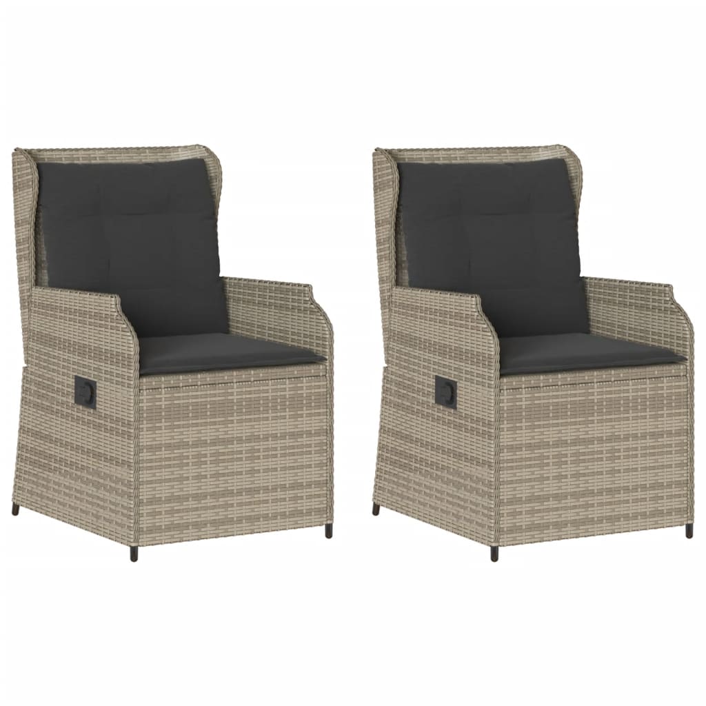 Sedie Reclinabili Giardino 2pz Cuscini Grigio Chiaro Polyrattan | homemem39
