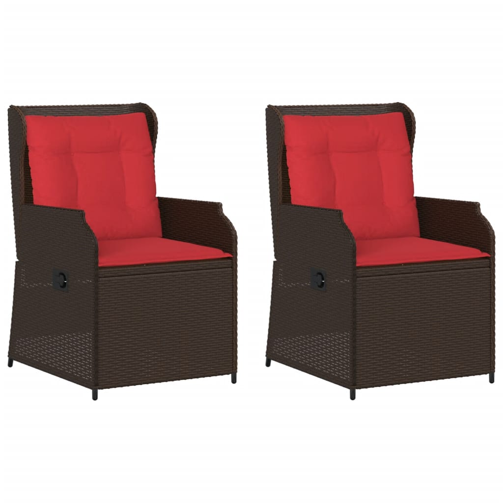 Sedie da giardino reclinabili 2 pz con Cuscini in Polyrattan Marrone | homemem39